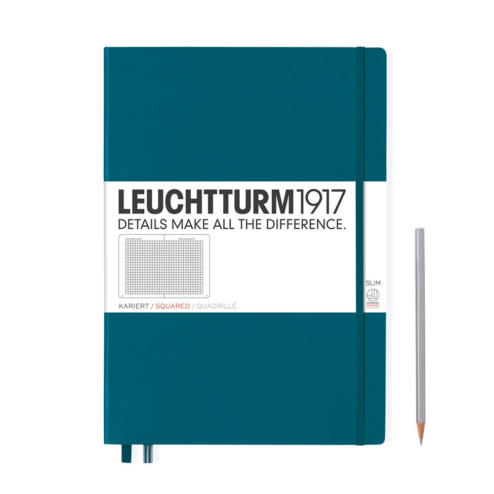Leuchtturm 1917 Master Slim A4+ Hardcover Notebook 121ct – Pacific – Grid